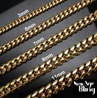 Внешний вид - Stainless Steel Cuban Curb Chain Gold Plated 16"-30" Mens Necklace 3/5/7/9/11mm