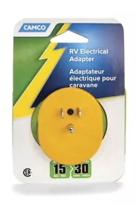Adaptador eléctrico Camco Power Grip #55223 adaptador de 15 amperios macho a 30 amperios hembra - Imagen 1 de 3