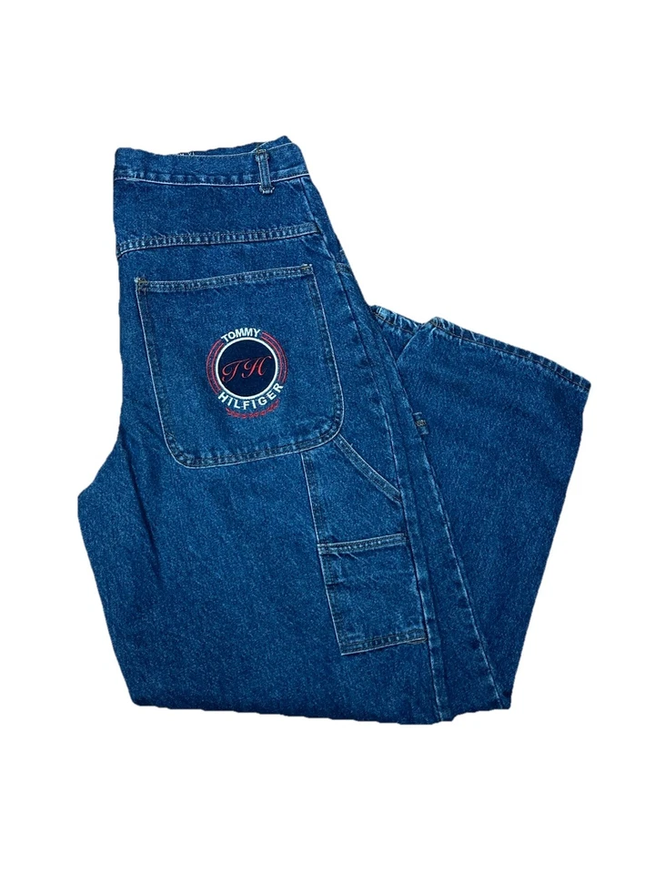 De colección Y2K Tommy Hilfiger Suelto Patinador Carpintero Jeans Bandera Parche Bordado Foto 1 de 4
