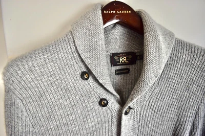RRL Ralph Lauren 1930 100% Cachemira Suéter Gris Chal Cárdigan Para Hombre Pequeño S Foto 1 de 4