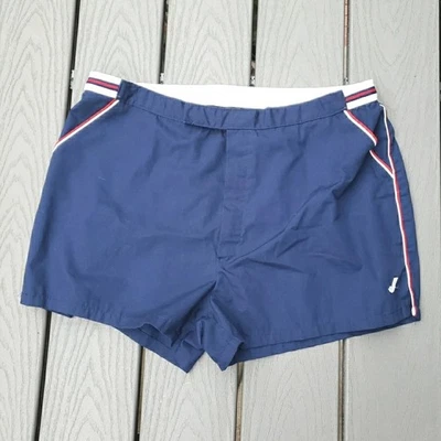 Vintage 80's Tennis Shorts JANTZEN Men's 42 (Meas 36"x3) Blue USA Elastic Waist  - Image 1 of 4