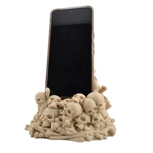 Skull Phone Holder 3d printed Bone Cell Phone Stand Gothic Horror Desk Organizer - Picture 1 of 6