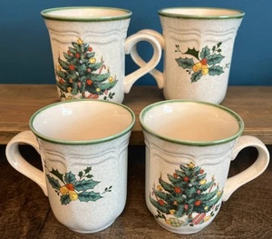Vintage Set Of 4 🎄Mikasa Festive Season Christmas Coffee Mugs 🎄Tree - Picture 1 of 6