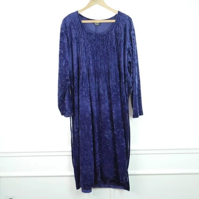 Vintage Plus Size 3X 4X Dress Purple Crushed Velvet Velour Witchy Whimsigoth 90s - Image 1 of 4