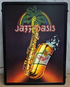 Vintage Miller High Life Bier Jazz Oase Saxophon beleuchtetes Schild 20" - Bild 1 von 6
