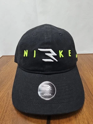 Gorra de béisbol negra ajustable Nike para jóvenes niños grandes 8/20 años negra y verde Foto 1 de 4