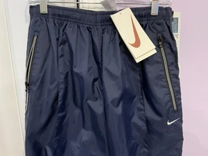 Pantaloni sportivi vintage Nike basket COMPLETI zip laterale blu navy nylon XL NOS nuovi con etichette - Foto 1 di 13