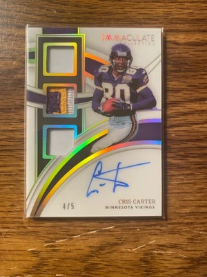 2022 Immaculate Triple Jersey Patch Auto Cris Carter /5 #IMP-CCA - Image 1 of 2