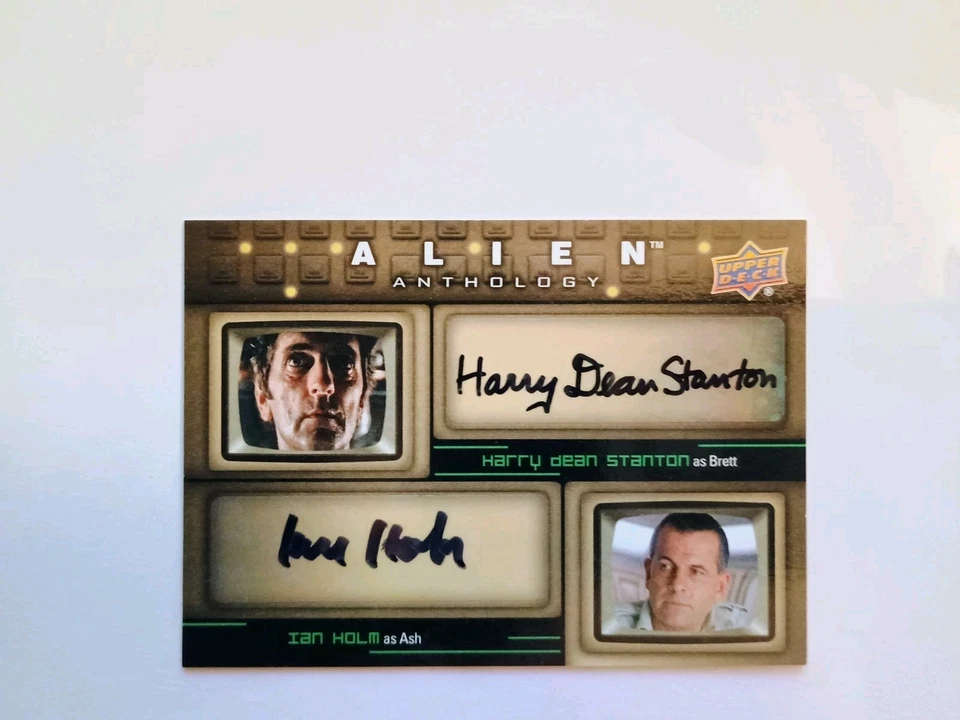 2016 Upper Deck Alien Anthology Duel Autograph Harry Dean Stanton, Ian Holm - Image 1 of 2