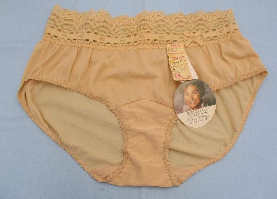 复古全新 Olga Nude Secret Hug 时尚勺内裤内衣 尺寸 6 内裤标签 — 第 1/1 张图片