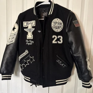 TOP GUN HERREN ZIEGE SCHWARZ COLLEGE JACKE GRÖSSE 10 MA-1 New York - Bild 1 von 5