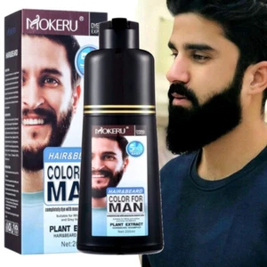 Permanent Men Beard Hair Color Dye Tint Moustache Black Darkening Shampoo 200ml - Picture 1 of 18