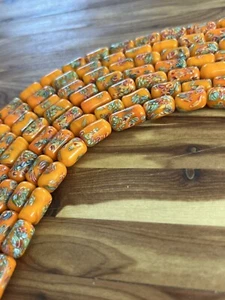 12in Strand Vintage 1950s Millifiori Lampwork Japanese Glass Orange Cylinder - Picture 1 of 4