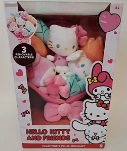 Hello Kitty and Friends 12-inch Plush Valentine's Bouquet My Melody Cinnamoroll - Picture 1 of 5