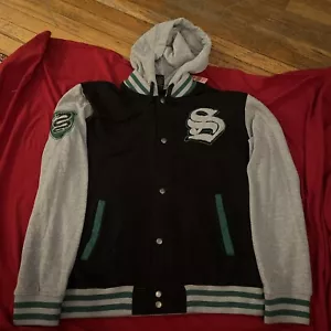 Harry Potter - Slytherin Letterman Button Jacket XL - Embroidered Blue/Gray - Picture 1 of 7