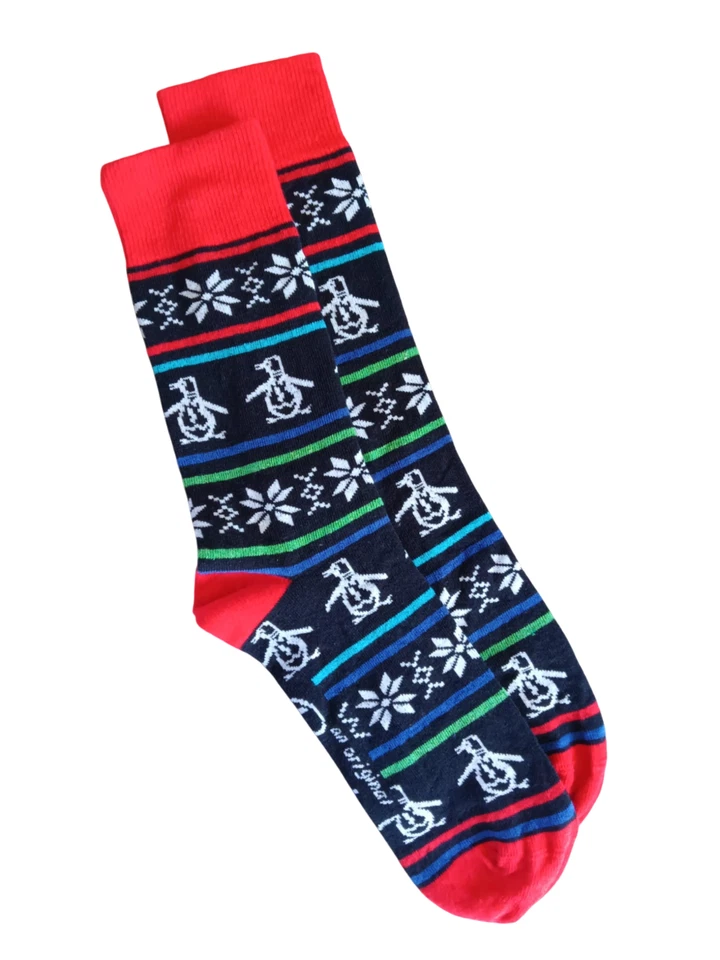 ORIGINAL PENGUIN | Mens Red Logo Patterned Socks | One Size UK 7-11 EU 41-46 - Imagem 1 de 1