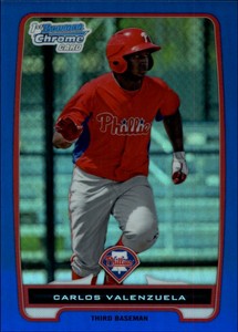 2012 (PHILLIES) Bowman Chrome Prospects Blue Refractors #BCP165 Valenzuela