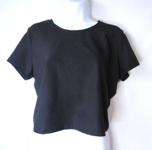 Calia Damen Top Gr. L schwarz Stricktop Kurzarm hinten offen Rundhals - Bild 1 von 10