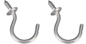 (15) National Mfg N348-458 2 packs 1-1/2" Stainless Steel Screw In Cup Hooks - Picture 1 of 3