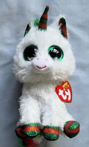 SNOWFALL 6" Christmas White UNICORN  TY Beanie Boos - NEW & MINT - Picture 1 of 2