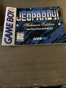Jeopardy Platinum Edition Nintendo Gameboy Manual SOLO Folleto de instrucciones del juego - Imagen 1 de 4