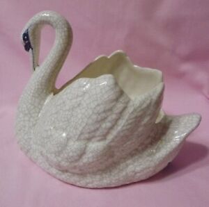 The Potting Shed Dedham Pottery Swan HCA 91 Blue and White Crackle 20066A