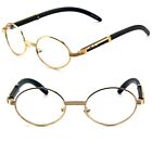 Mens Oval Frame Retro Vintage Clear Lens  Eye Glasses Gold Fashion Full Rim Nerd