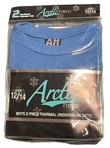 Arctic Hero Thermal Underwear Boys Navy Blue Waffle Knit Top Long John Set 12/14 - Picture 1 of 9