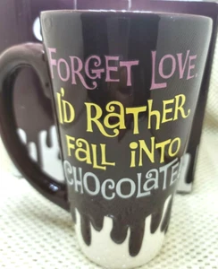 Chocolate Lover's Mug Forget Love I'd Rather Fall Into Chocolate 6 1/2" NIB - Picture 1 of 12