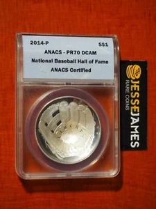 2014 $1 P PROOF BASEBALL SILVER COMMEMORATIVE DOLLAR ANACS PR70 DCAM - Picture 1 of 2