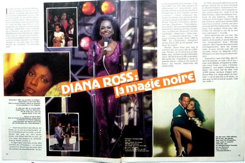 Diana Ross => 2 Páginas 1984 Recorte Francés - Imagen 1 de 1