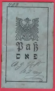 RARO DOCUMENTO DE IDENTIFICACIÓN BILINGÜE JUDÍO LITUANIA 1917 CON FOTO DE MUJER 8723 - Imagen 1 de 5