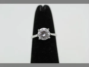 Massiver 925 Sterling Silber mit 1,50 Karat rundem ausgefallenen Ring - Größe 5,25 - Bild 1 von 8