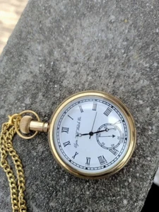 Orologio da taschino Nautico Vintage American Elgin Look Da Collezione Antico 2" Ottone - Foto 1 di 5