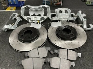 VW TRANSPORTER T5 T6 BIG BRAKE CONVERSION DRILLED GROOVED CALIPER KIT 340mm - Picture 1 of 1