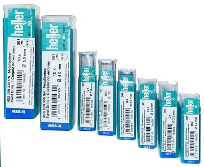 Heller HSS R Twist drill bit set 10pc 1mm 1.2, 2, 2.5, 3, 3.2, 3.5, 4, 5, 6, 7mm - Image 1 of 4