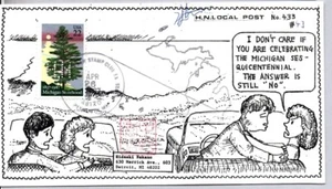 #2246 MICHIGAN STATEHOOD PLYMOUTH MICHIGAN SELLO SHOW CANCELAR NAKANO PERFINS - Imagen 1 de 1