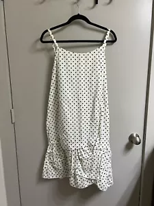 Krista Larson Cotton Ivory Polka Dot Ruffle Dress One Size (item B20) - Picture 1 of 8