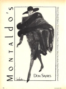 1989 Montaldo's fashion art illustration Don Sayres fur 1-page MAGAZINE AD - Picture 1 of 1