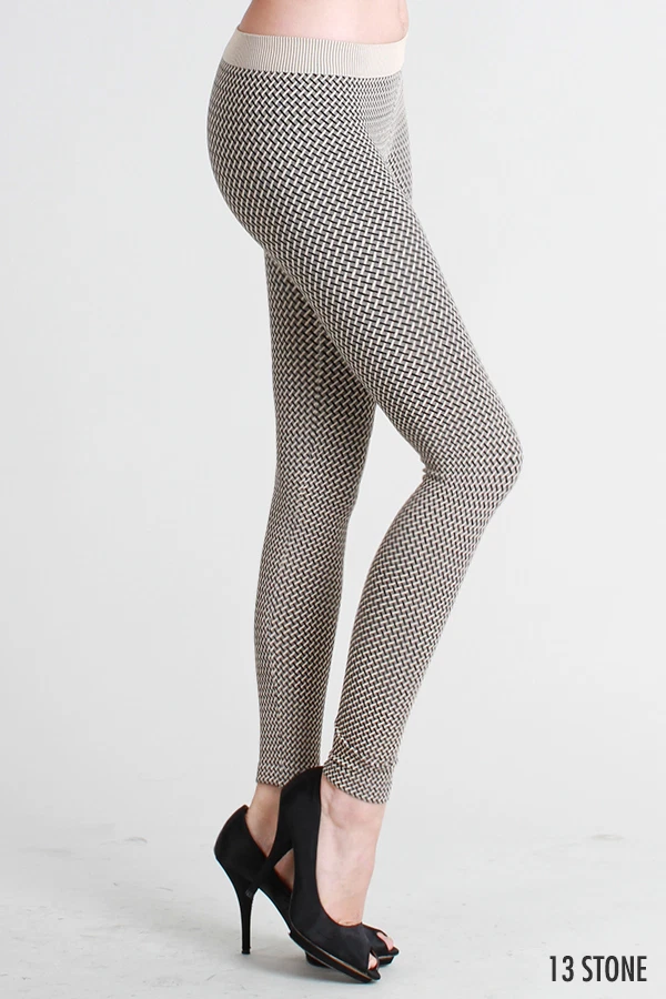 Basket Weave Leggings in Stone Beige One Size Fits All - Image 1 of 1