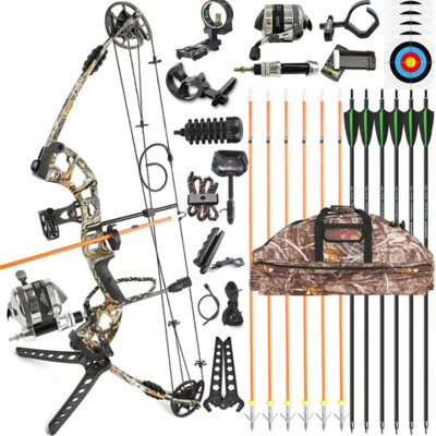 Compound Bow Arrows Set 30-55lbs Adjustable Archery Target Bow Hunting Fishing - Image 1 of 4