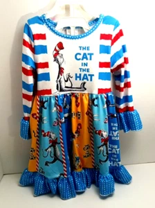 Dr Seuss Cat and The Hat Dress Long Sleeves Toddler Size Small NEW - Picture 1 of 4