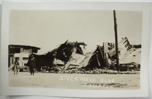 COMPTON CA CALIFORNIA RPPC STOCKWELL BLVD! 1933 EARTHQUAKE DAMAGE POSTCARD AZO u - Picture 1 of 3