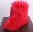 Womens faux Ostrich Feather Furry Fluffy Snow boots  Mid-Calf Boots Shoes