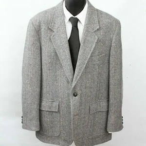 Abrigo deportivo Pendleton gris tweed lana espina de arenque parche ventilación única para hombre 44 - Imagen 1 de 10