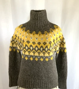 $200 Banana Republic Women's Gray Yellow Fair Isle Alpaca Blend Sweater Size XS - Picture 1 of 7
