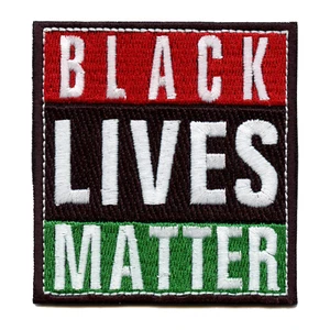 Black Lives Matter Pan-African Colors Box Logo Embroidered Iron On Patch - Picture 1 of 2