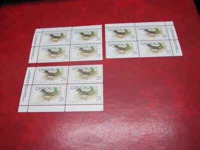 CANADA UNITRADE# 498 25c BIRDS UL, UR, LL INSCRIPTION BLOCK MNH - Image 1 of 2