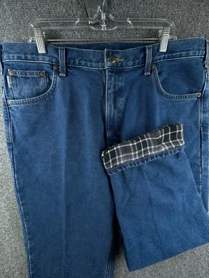 Carhartt B172 DST Jeans Flannel Lined Relaxed Fit Blue Cotton Denim ACTL 39x30 - Image 1 of 4