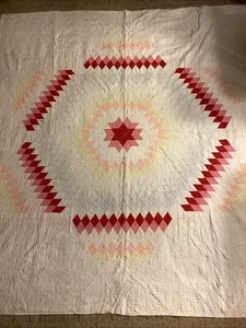 Antique Handmade Star Of Bethlehem Lone Star Patchwork Quilt 67” X 72” - Picture 1 of 22